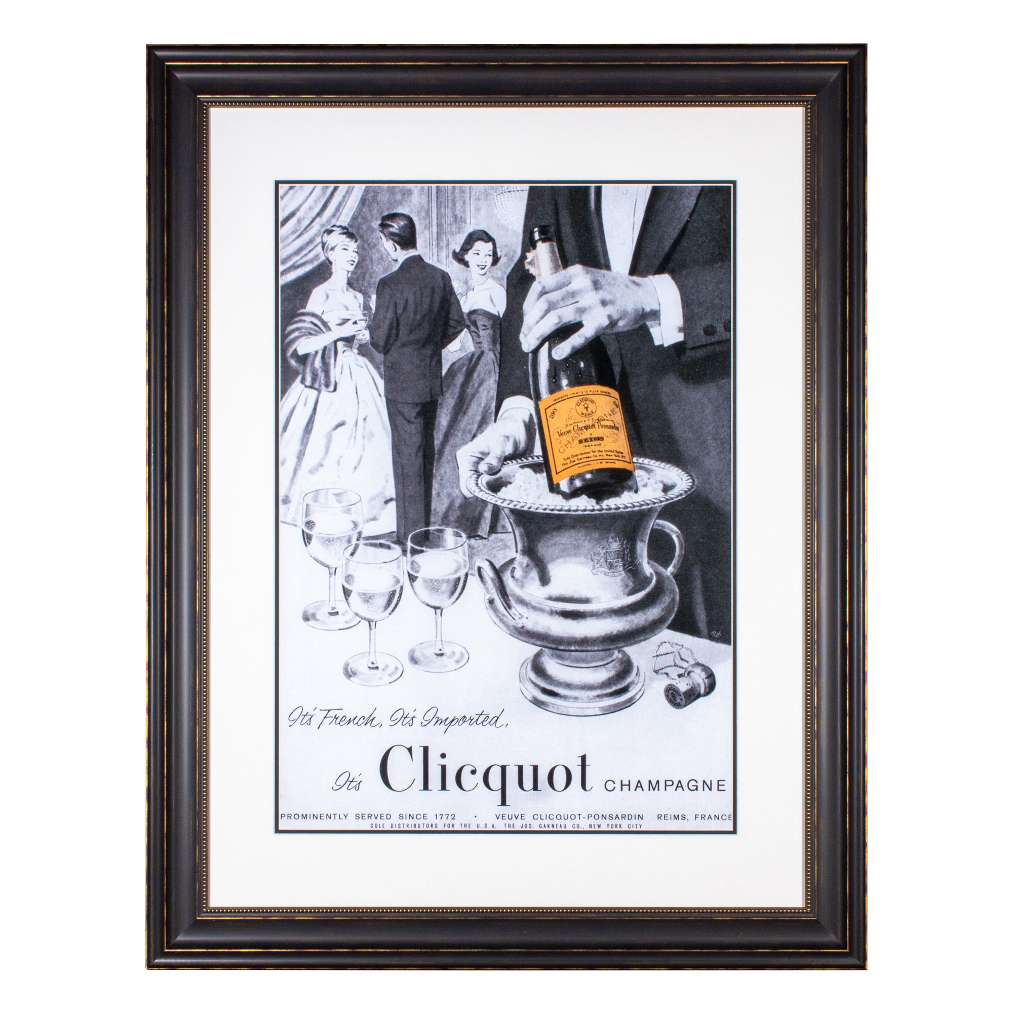 Veuve Clicquot Champagne Vintage 1940's Press Advertisement for Veuve  Clicquot Champagne. 'Its French, Its Imported' showing