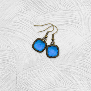 Square Sapphire Glass Earring