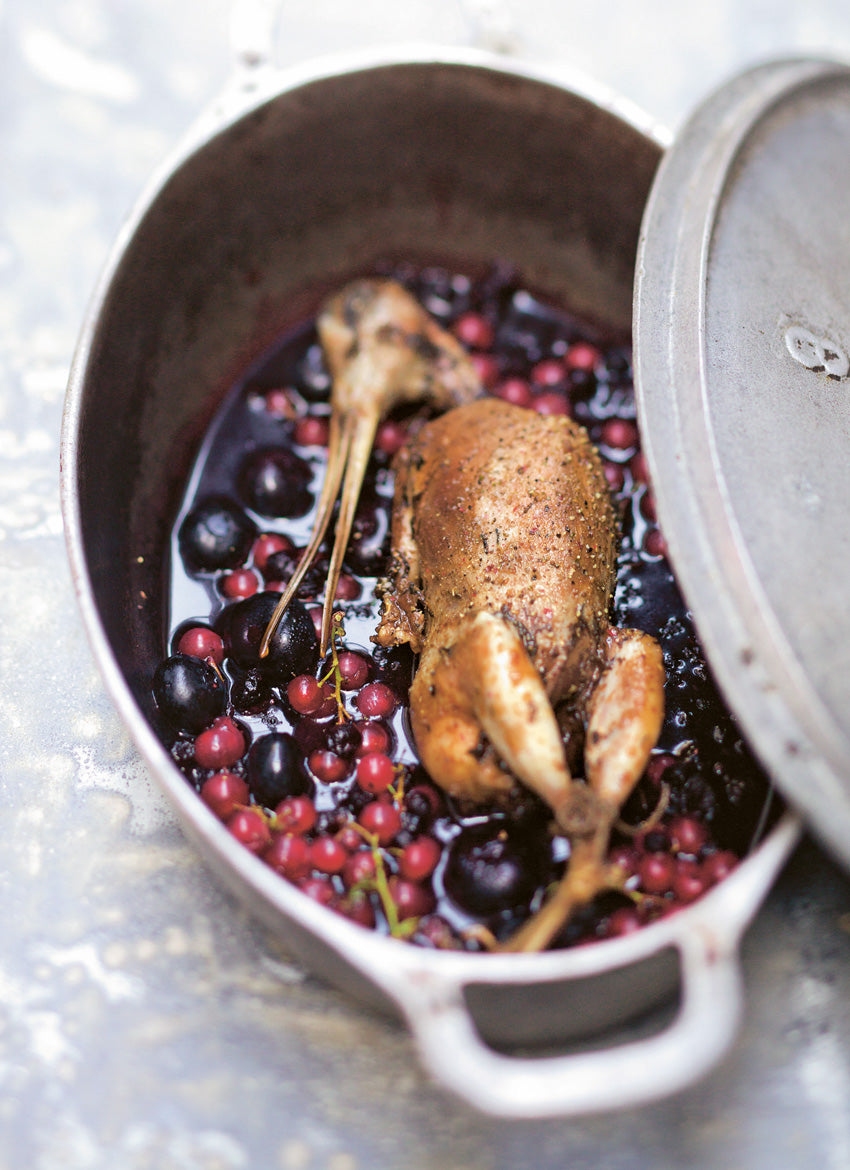 Roast Woodcock with Mixed-Berry Sauce