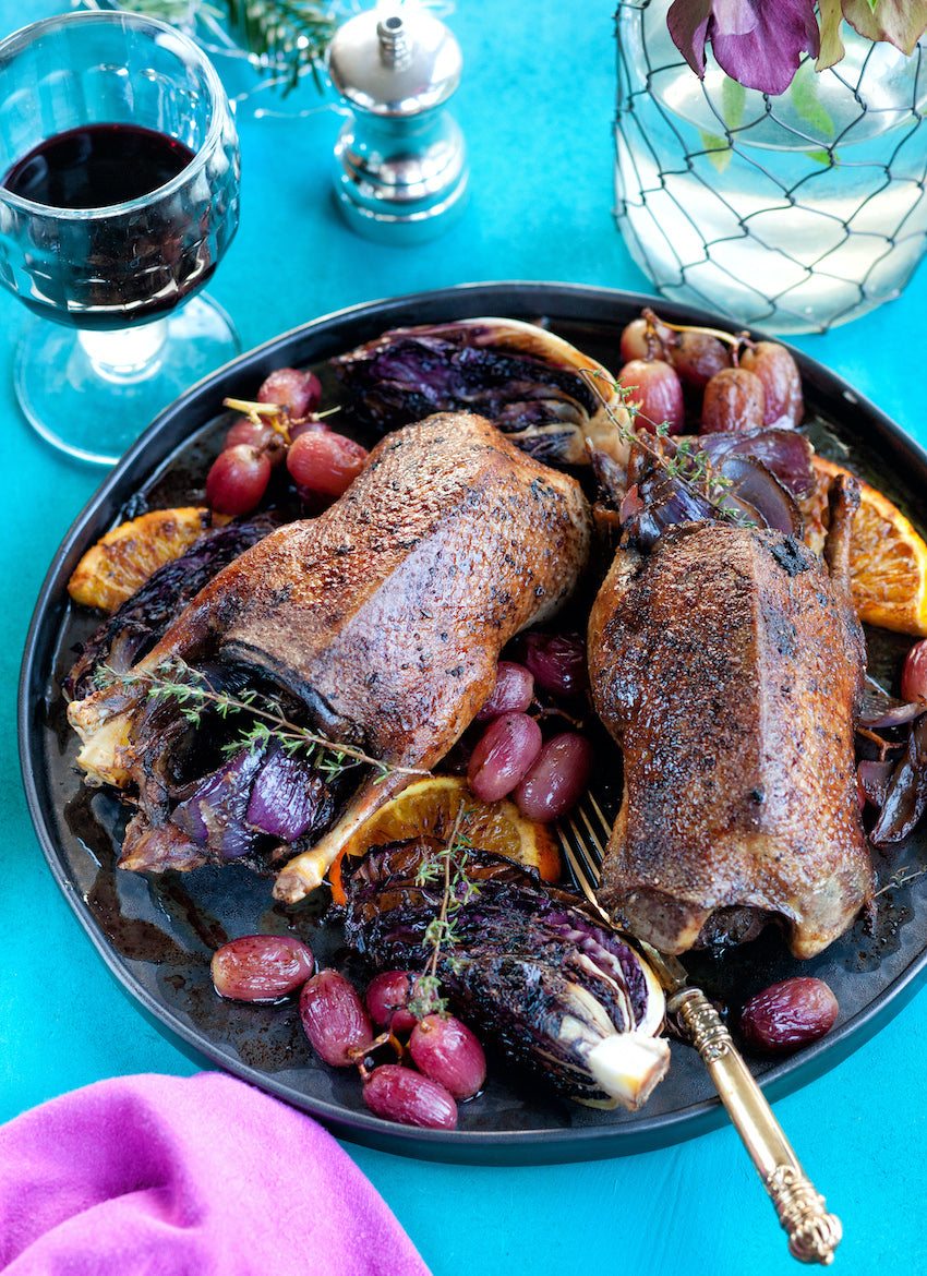 Mallard with Radicchio and Roasted Grapes