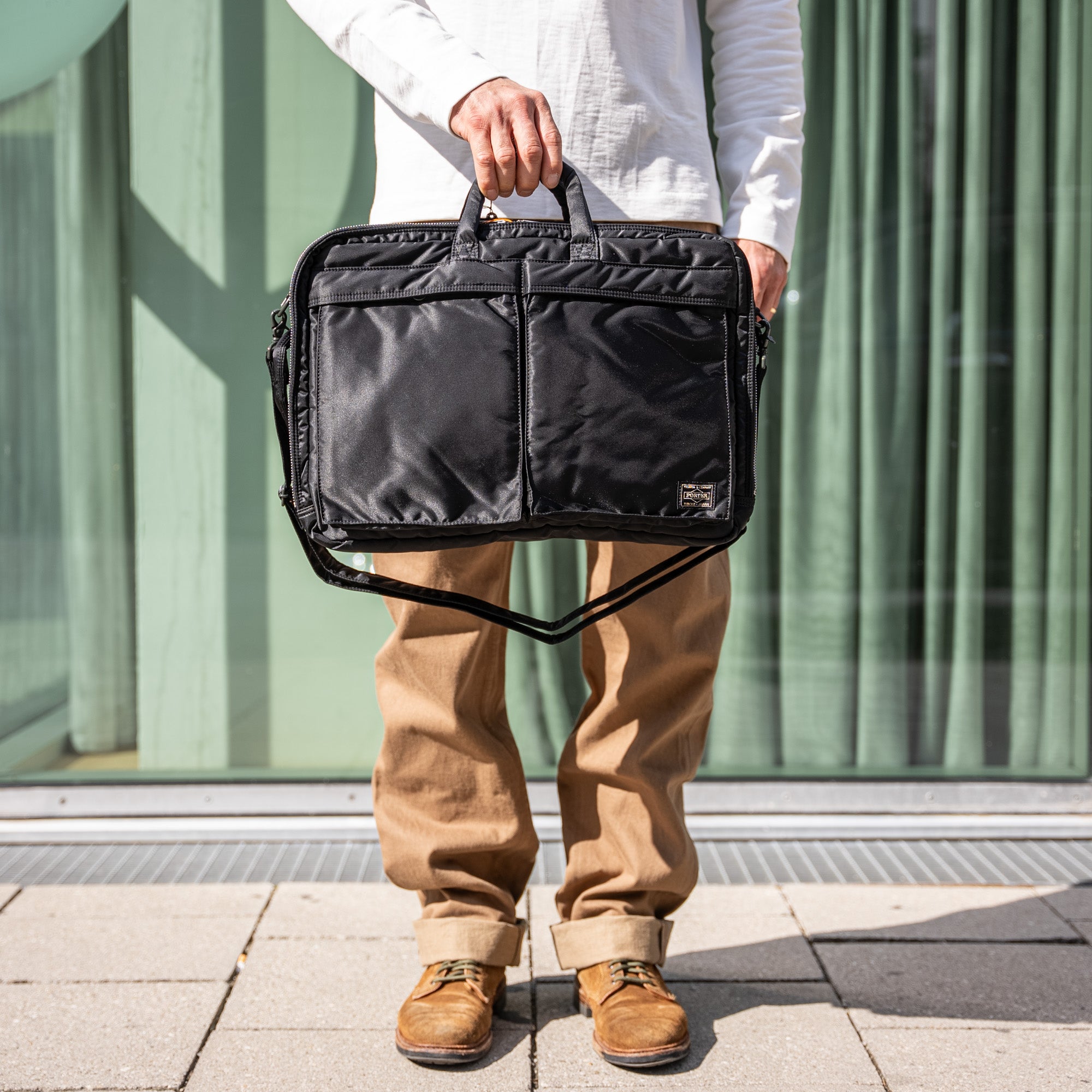 Porter Yoshida Tanker 3Way Briefcase Sage Green│Shop it!