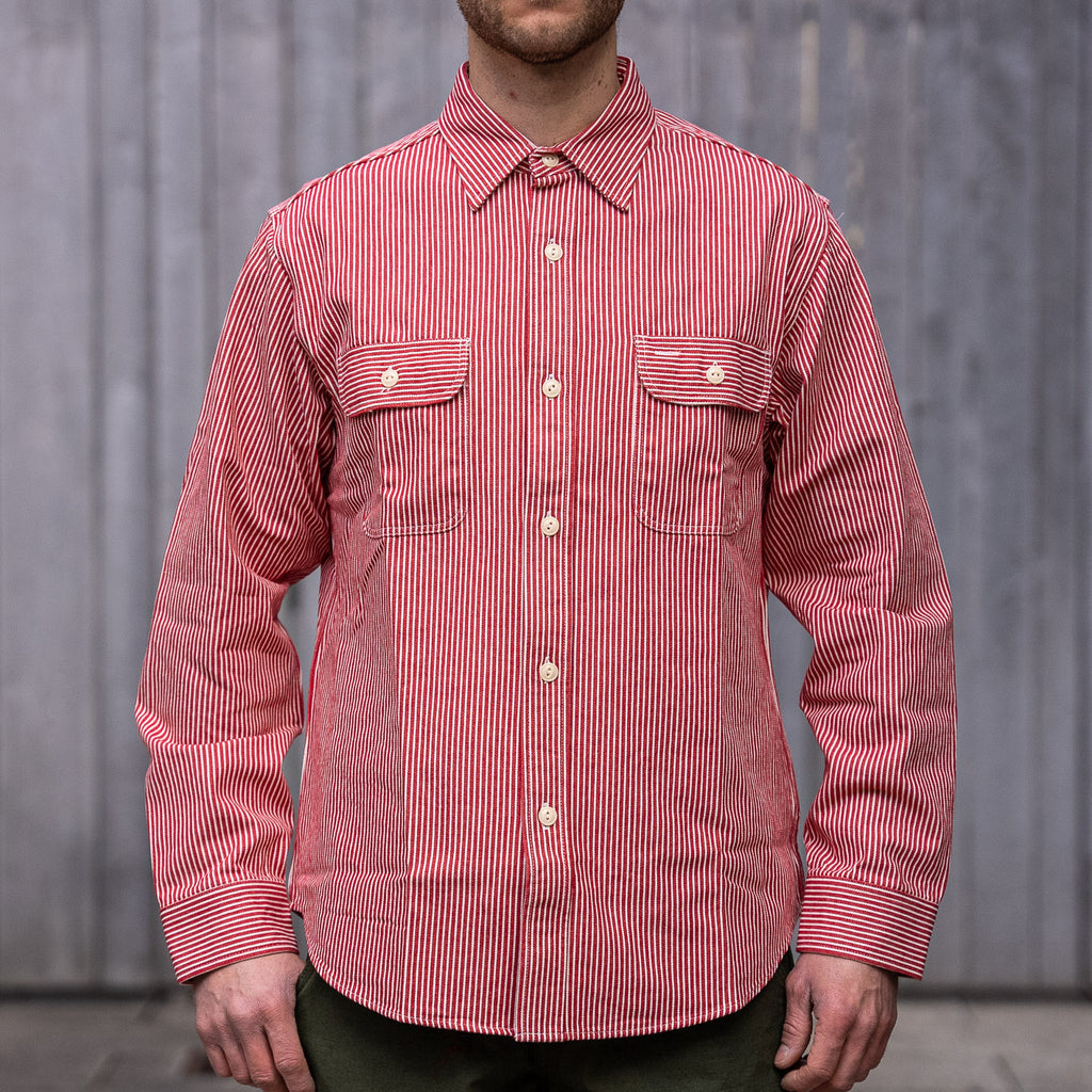 Sugar Cane Hickory Stripe Work Shirt – SC27583 / Red – Statement