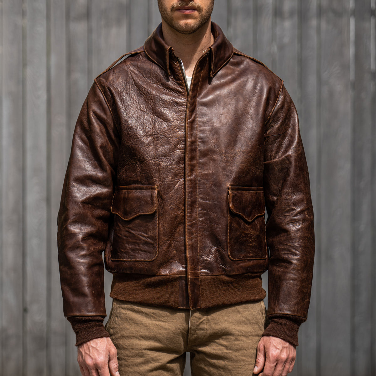 Eastman Leather A-2 “Pearl Harbor” Leather Jacket– American Walnut