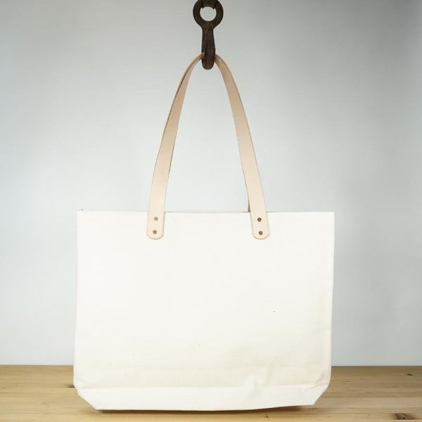 Canvas tote bag with leather straps - Iron+Copper+Bronze