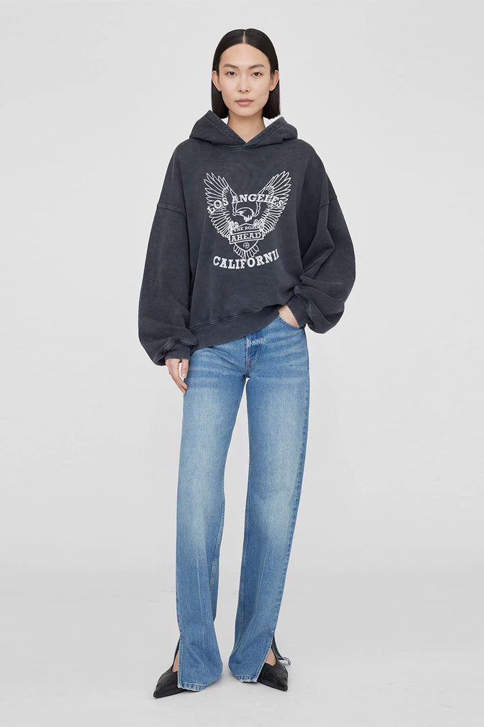 Anine Bing ALEC HOODIE WHITE EAGLE - WASHED BLACK – ANOTHER20