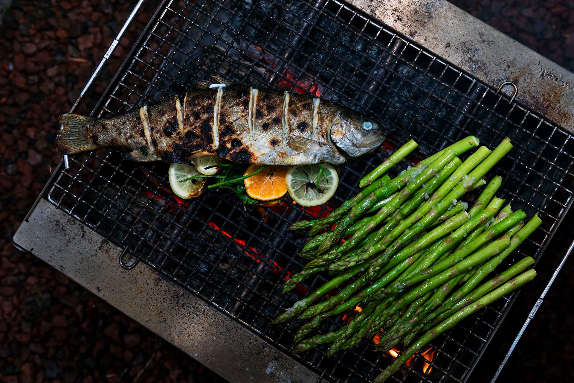 Grill both sides of the trout for 3-4 minutes