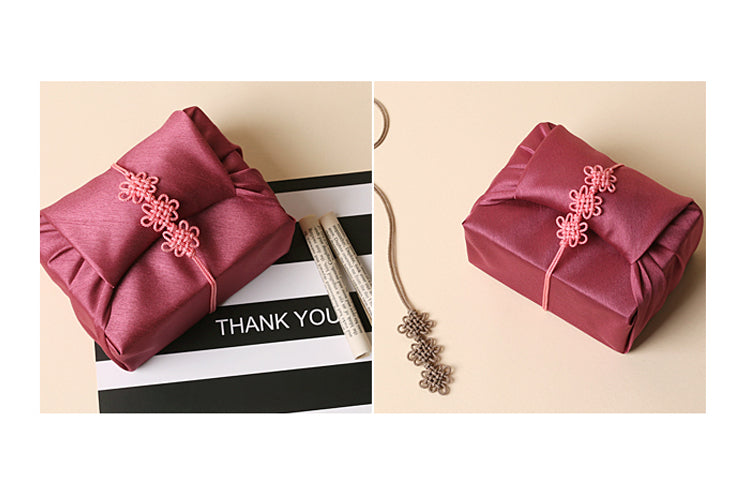 Add ornamental decorations to the Bojagi gift wrap in wine red to bring the look together into a masterpiece.  It's so superior that it's reusable gift wrap that you can count on to stay flawless for years.