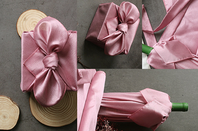 Made for a princess, this deep coral fabric wrapping paper is great for a baby girl Doljanchi.