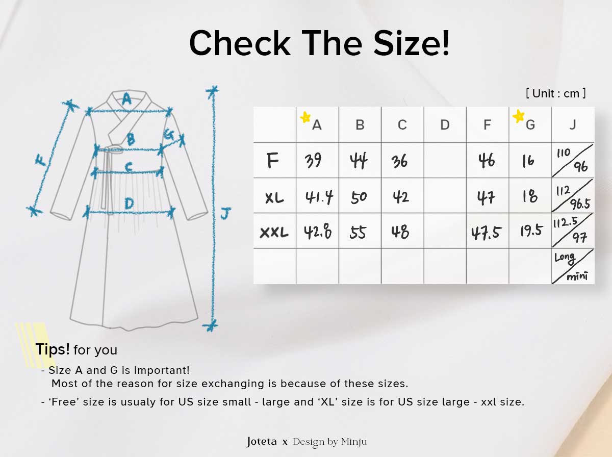 We have a size chart for the caramel flower modern hanbok dress so you can easily figure out which version is best for your body type.