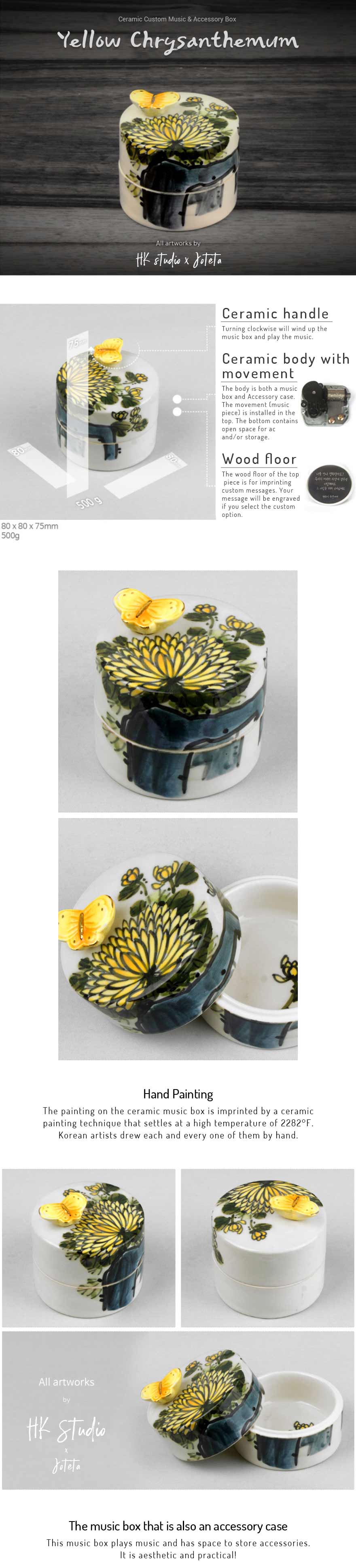 The Yellow Chrysanthemum Ceramic Custom Music Jewelry Box is one of the most popular we have available and it's also very charming.