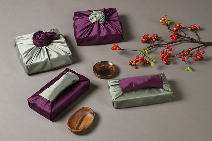 Reusable gift wrap allows you to use it for multiple special occasions and you can change the color you want to be dominant, whether it's plum or tan.