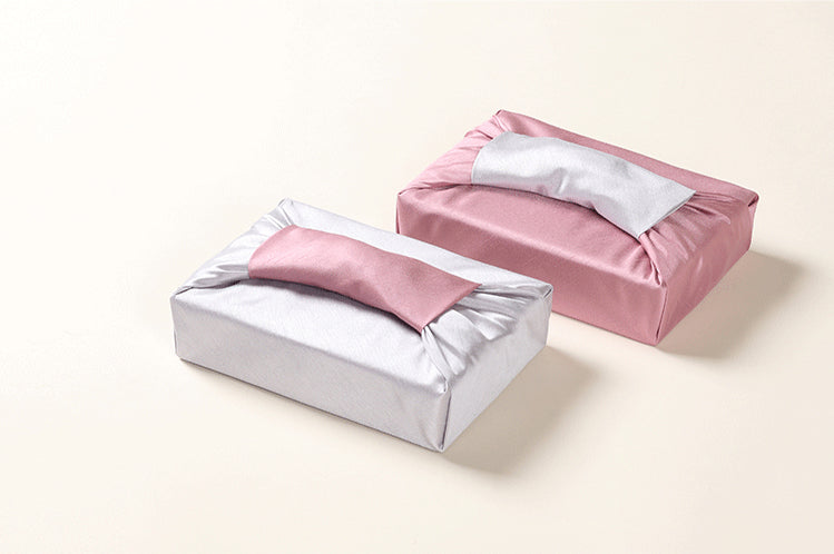 Indie pink and silver double sided Bojagi lets you determine which side you want to be the primary color for your Korean fabric wrapping, and it's great for a baby girl Doljanchi celebration.