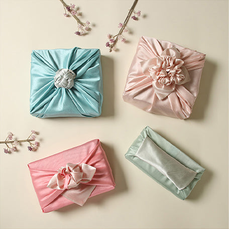 Cyan and fawn are just one type of Bojagi for sale we offer on this website if you want to add charm to your presents using fabric wrapping cloth.