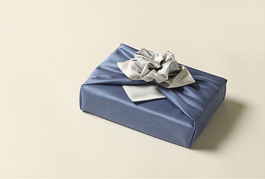 Bright blue and cream double sided Korean Bojagi is suave and handsome to fit any gift for a man.