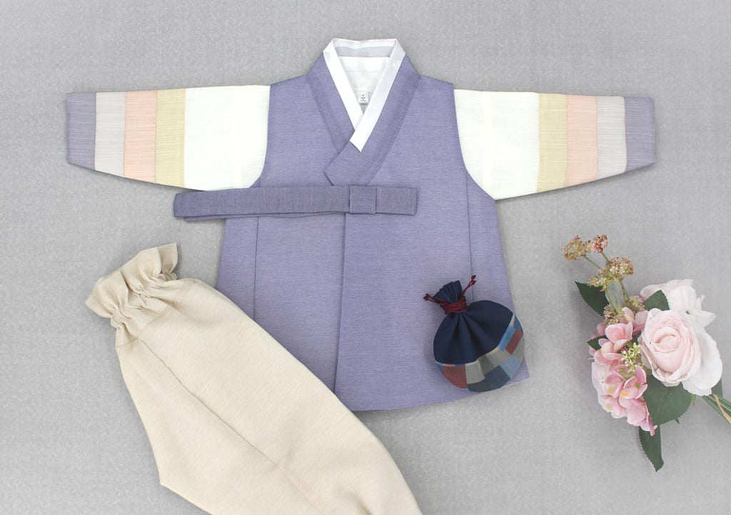 Detail Image Spring Boys Hanbok in Pastel Lavender