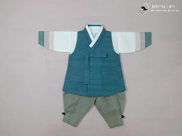 Full image of Carolina blue Korean baby boy Hanbok