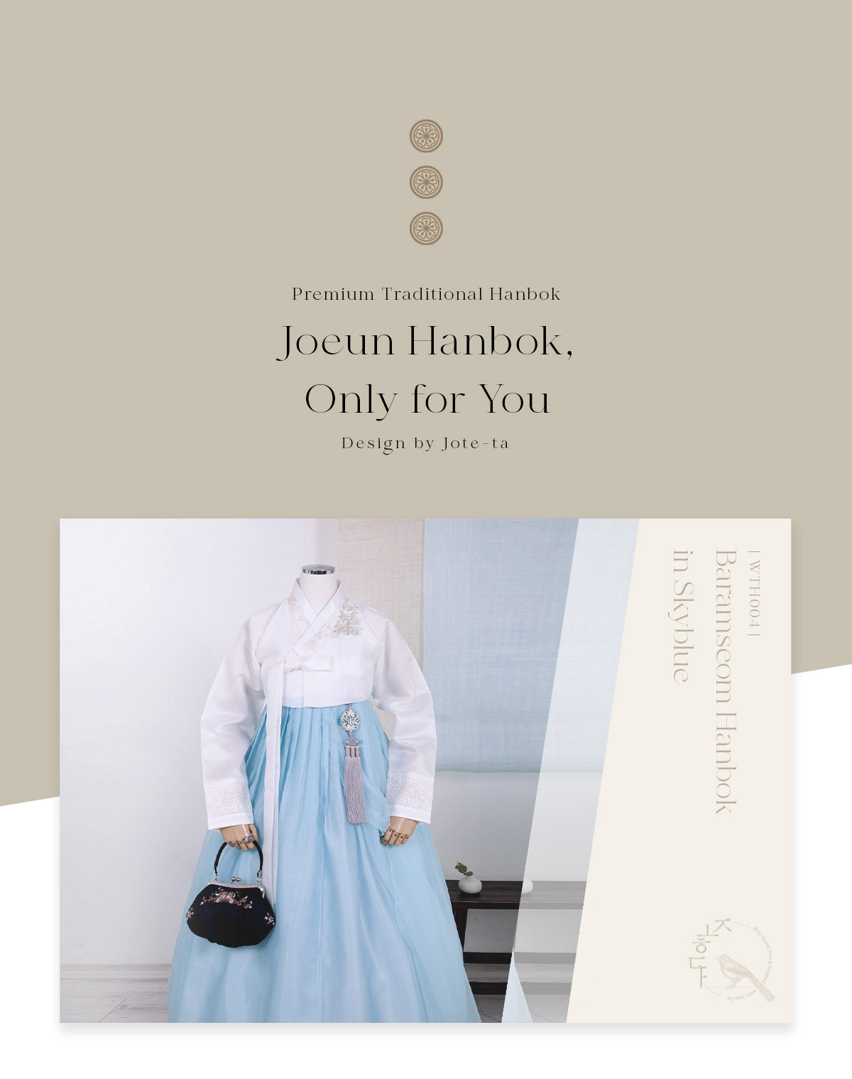 This hanbok is Baramseom woman hanbok in skyblue for wedding