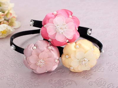 JSM Pearl Decor Flower Headband (3 Colors) 3. Skyblue