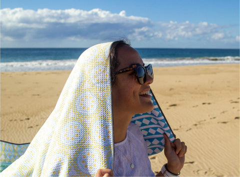 Sand Free towel with girl 