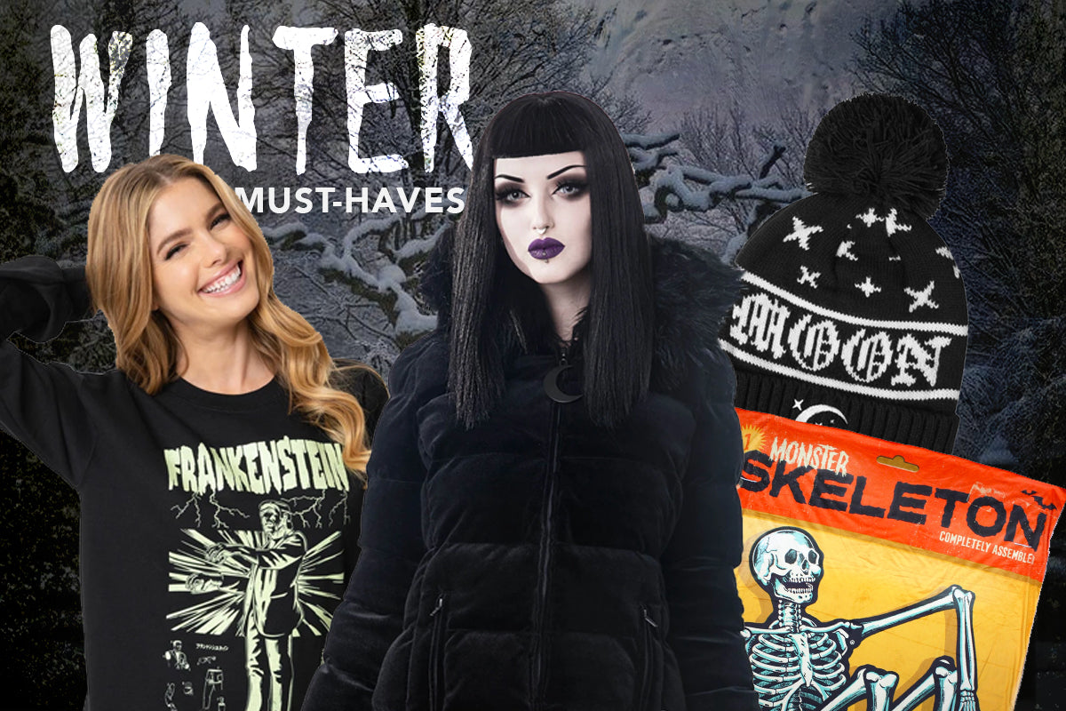 winter weather goth and horror movie clothing, blankets, apparel and more