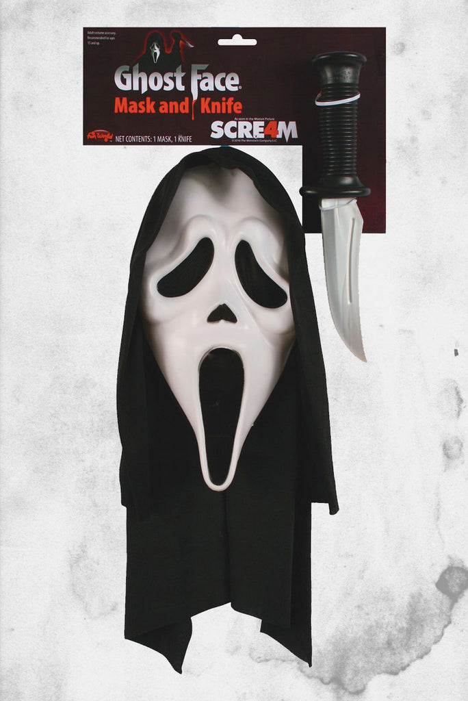 Scary Movie Smiley Ghost Face With Shroud Costume Mask With flaws NWT 