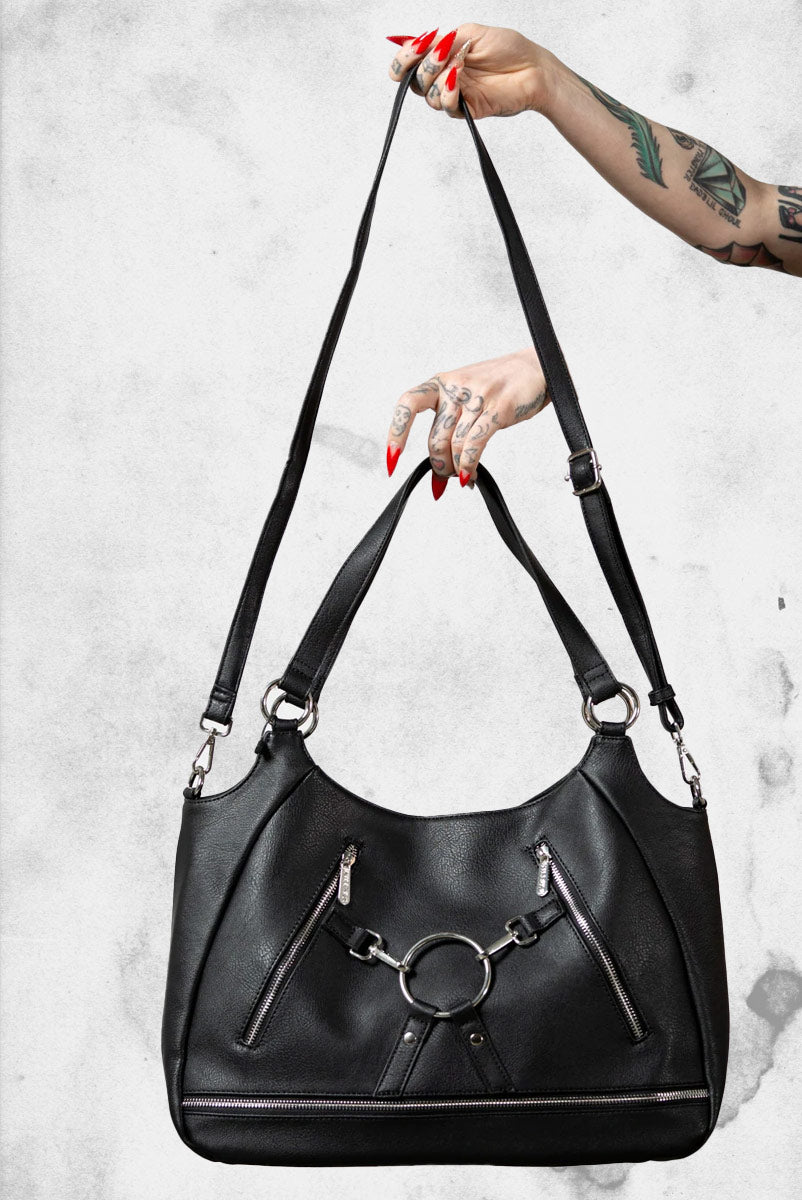 Buy Women Skull Handbag Tote Purse Large Capacity Gothic Shoulder Bag with  Strap Studded Doctor Handbag, Black at