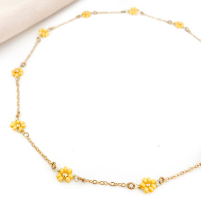 Collar Dorado de Perlas y Chaquiras Multicolor CL-13773