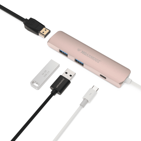 Goldenram USB-C Multiport 8x Adapter: USB3.0 ×3, HDMI, SD + Micro, LAN, &PD  3.0!