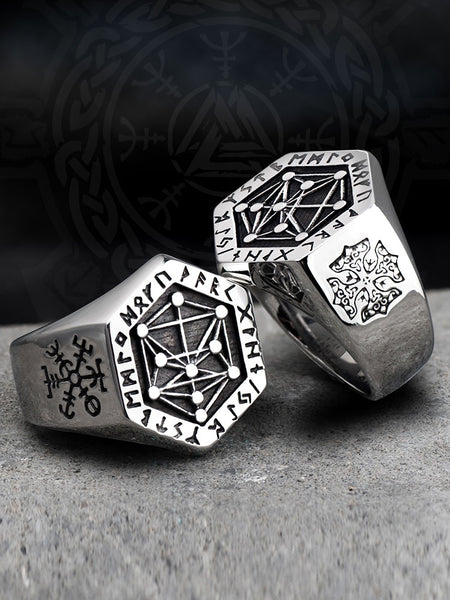 Nordic mythology Viking rune stainless steel rings for man and women K ...