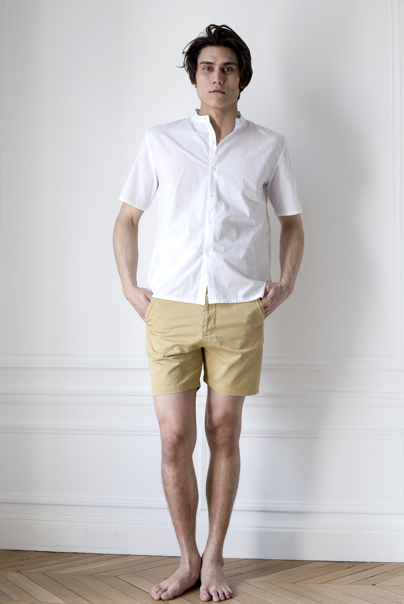 white polo khaki shorts