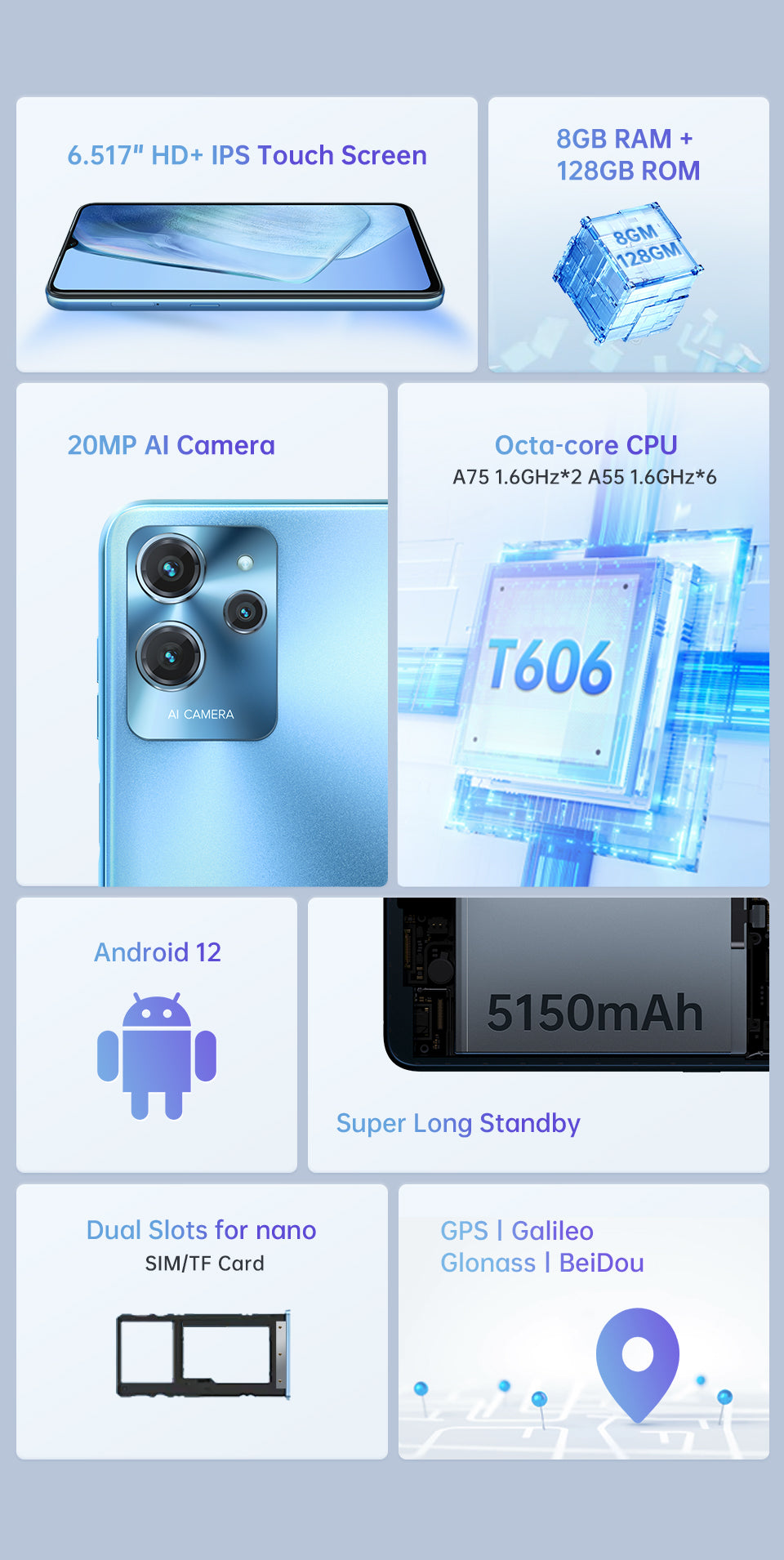 Oukitel C32 8GB 128GB Dual Sim Blue, CSmobiles