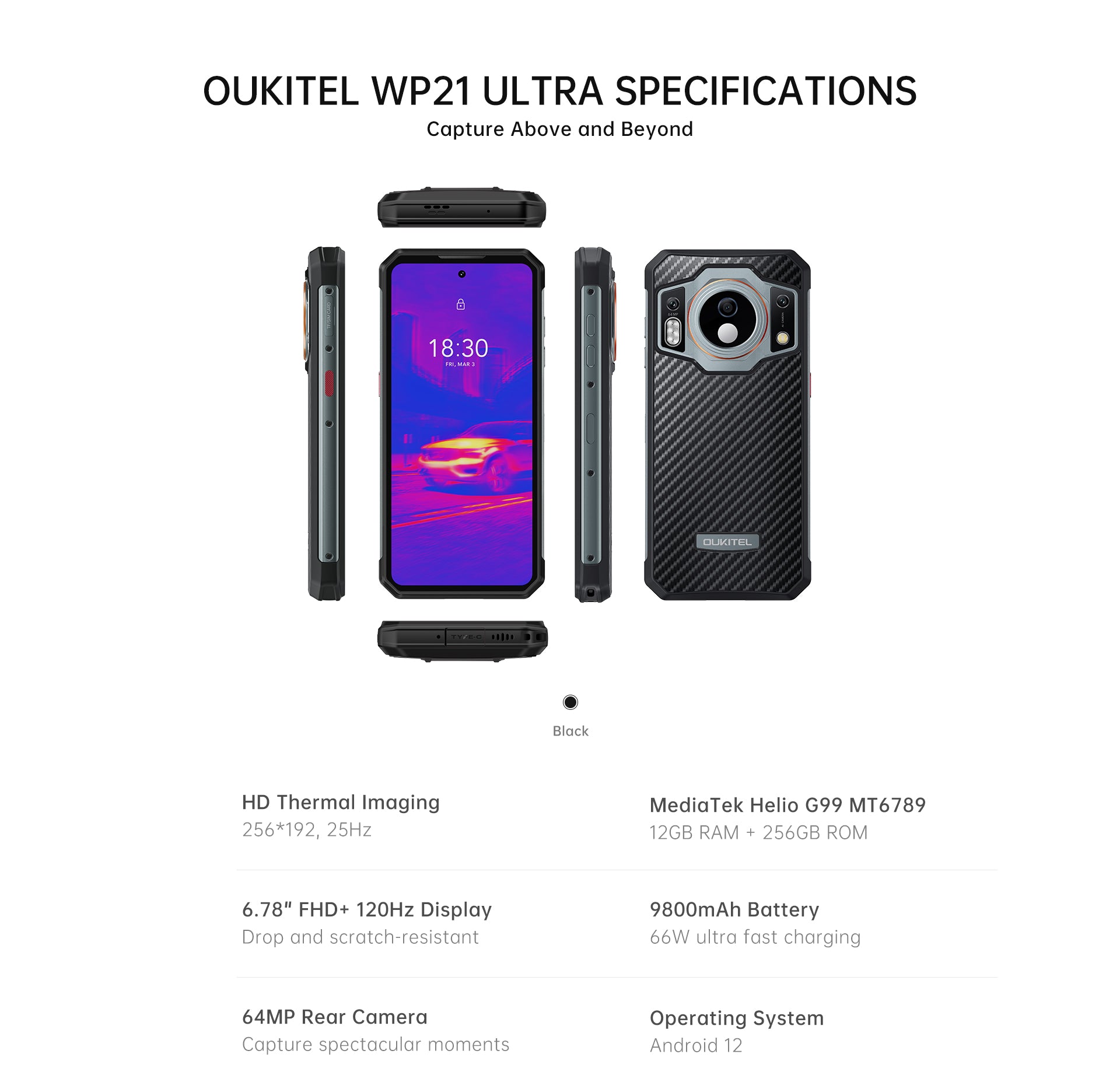 Oukitel WP21 Ultra 6.8-inch 66W Fast Charge 9800mAh Battery