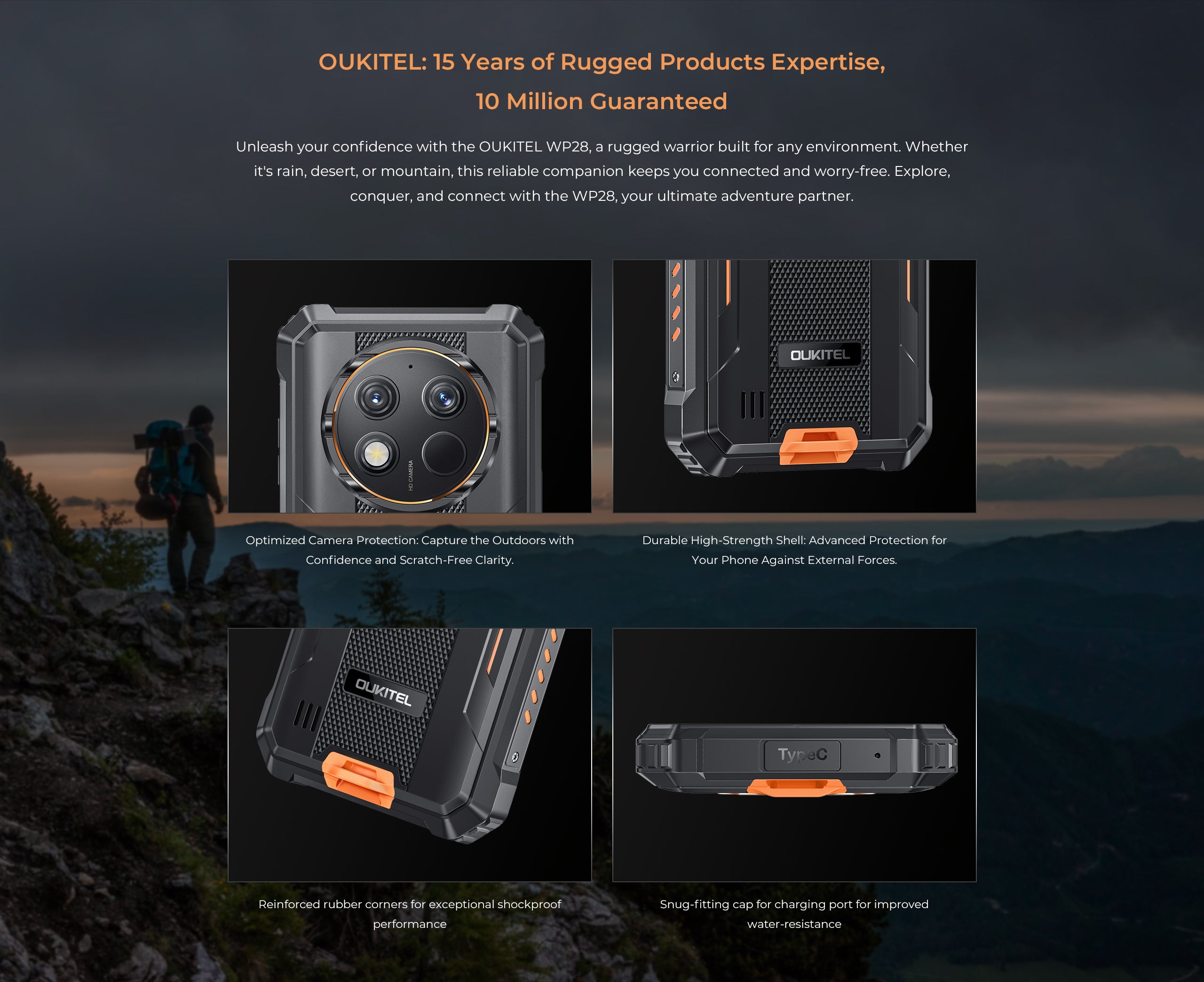 OUKITEL WP28(2023) Móvil Resistente Agua y Golpes 15GB+256GB-movil
