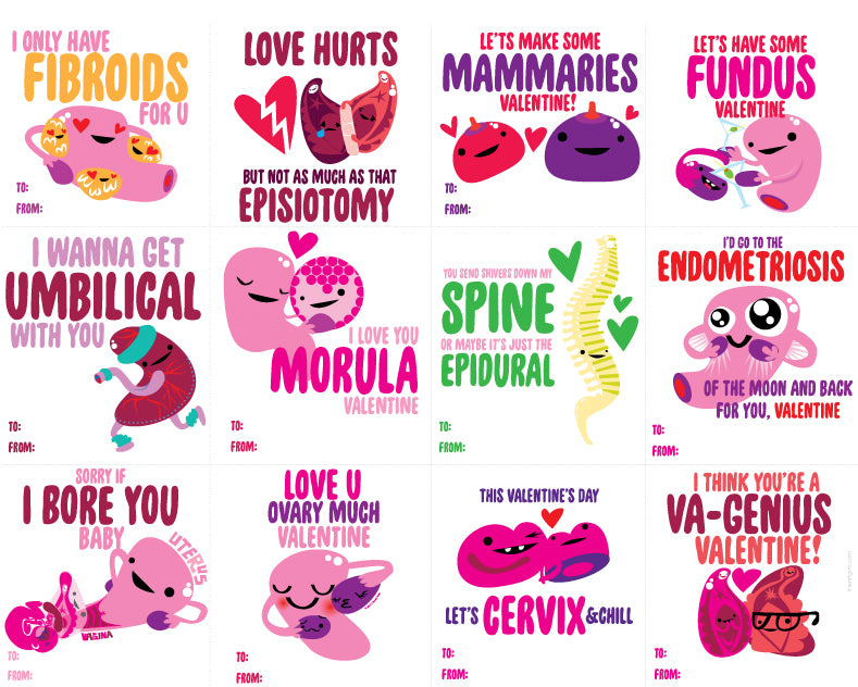 Free Printable Valentine for Gynecologist OBGYN Humor Funny LDN Childbirth Labor and Delivery