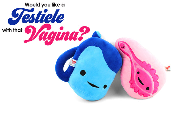 Vagina and Testicle Stuffed Animals - Sex Ed - Bachelorette Party Gifts