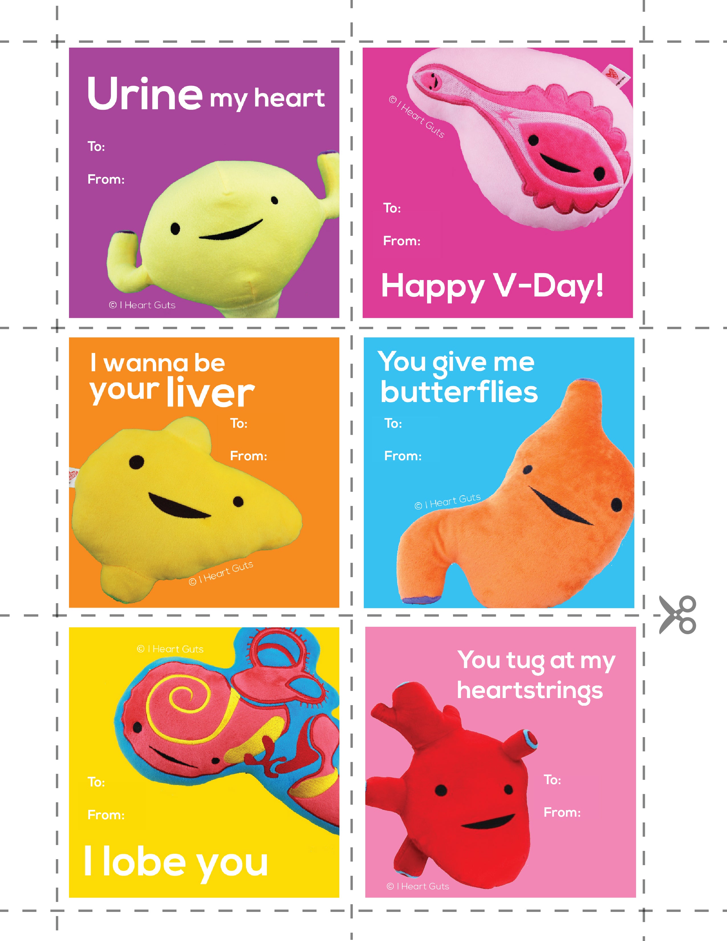 Free Funny Printable Valentine Cards I Heart Guts