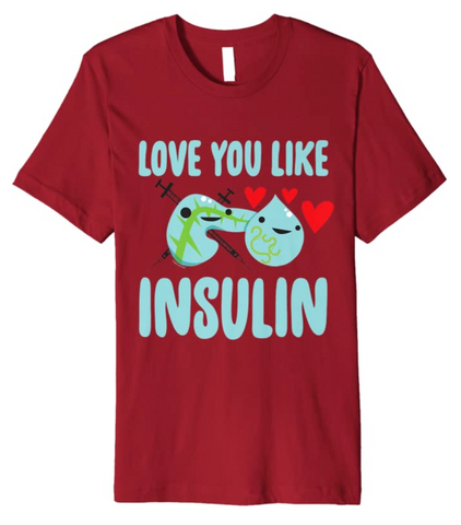 Shop Love You Like Insulin T-shirt on Amazon - Diabetes T-shirts - Funny Diabetes Gifts - I Heart Guts