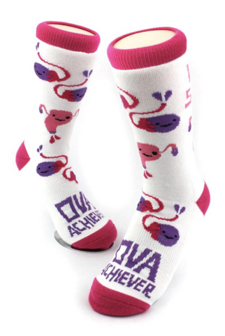 Ovary Socks - Ova Achiever - Funny OBGYN/GYNO Gift - Anatomy Socks - Organ Socks - I Heart Guts