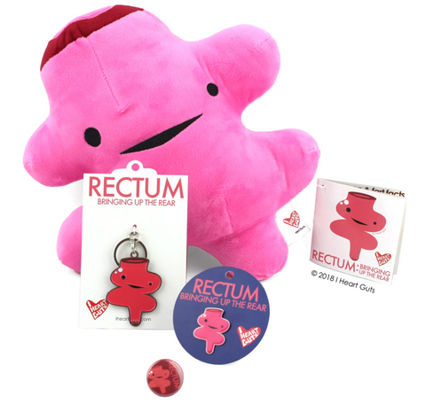 Rectum Gifts - Bringing Up The Rear - Funny Rectal Surgery Butthole Gifts - Organ Plushie, Keychain, Pins - Colorectal Cancer Gifts - Funny Gastroenterologist Colorectal Surgeon Gifts - I Heart Guts