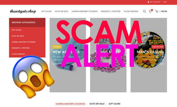 scam alert i heart guts fake sale site