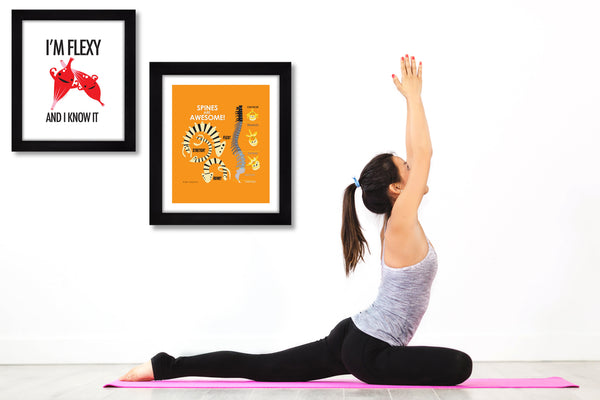 yoga studio artwork physical therapy office clinic funny cute poster art infographics spine muscle occupational therapist 