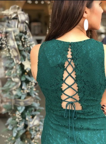 Always Love Emerald Lace Dress Backview
