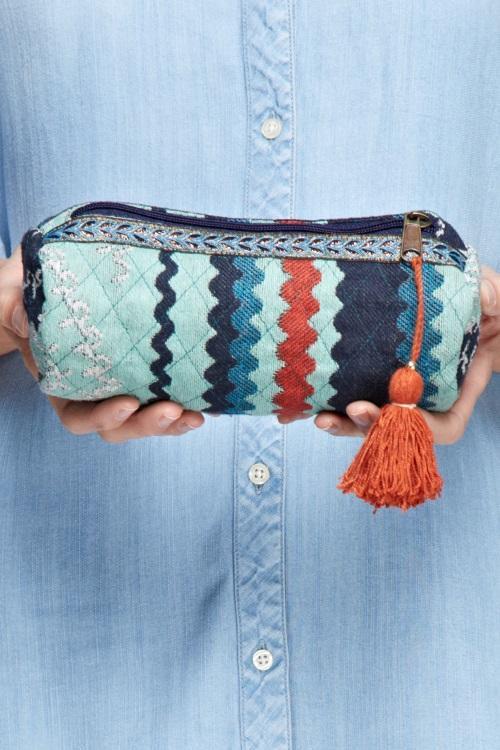 Blue and Orange Mayan Make Up Bag-Dakotas Boutique