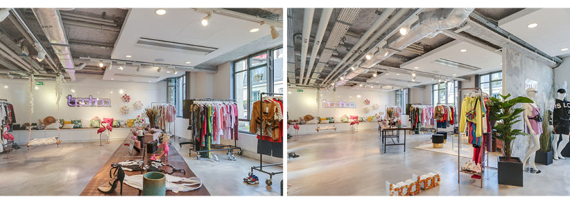 Showroom boohoo rackbuddy- showroom interni di vestiti industriali