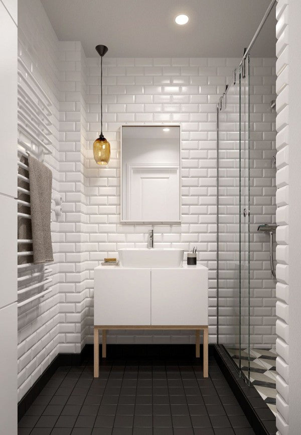 Wall with metro tiles - bathroom