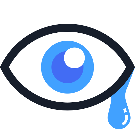 SVG coloré représentant des yeux larmoyants ou rouges, un symptôme de la sécheresse oculaire