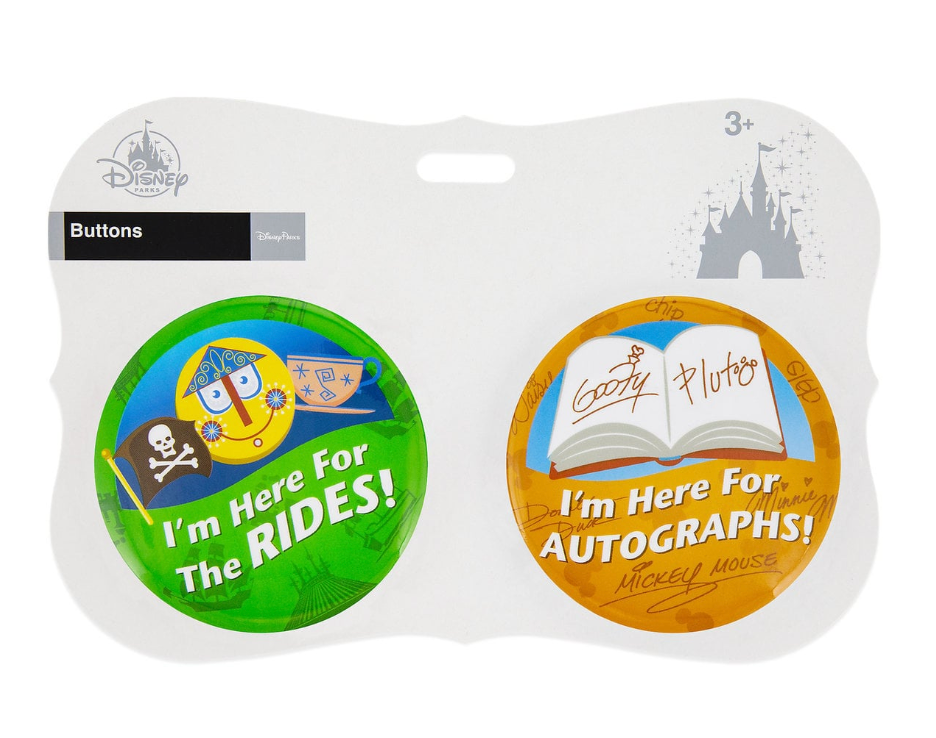 Disney Parks I'm Here for ... Rides Button Set New with Card