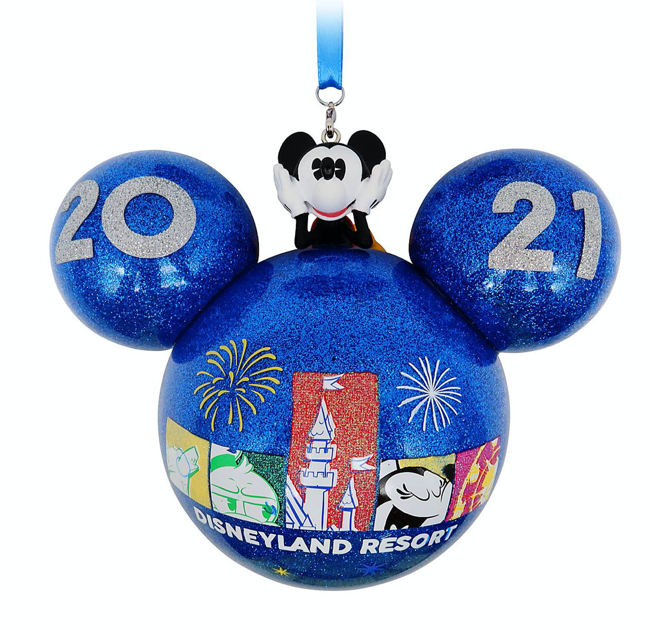 Disney Parks Disneyland 2021 Mickey Icon Glass Christmas Ornament New