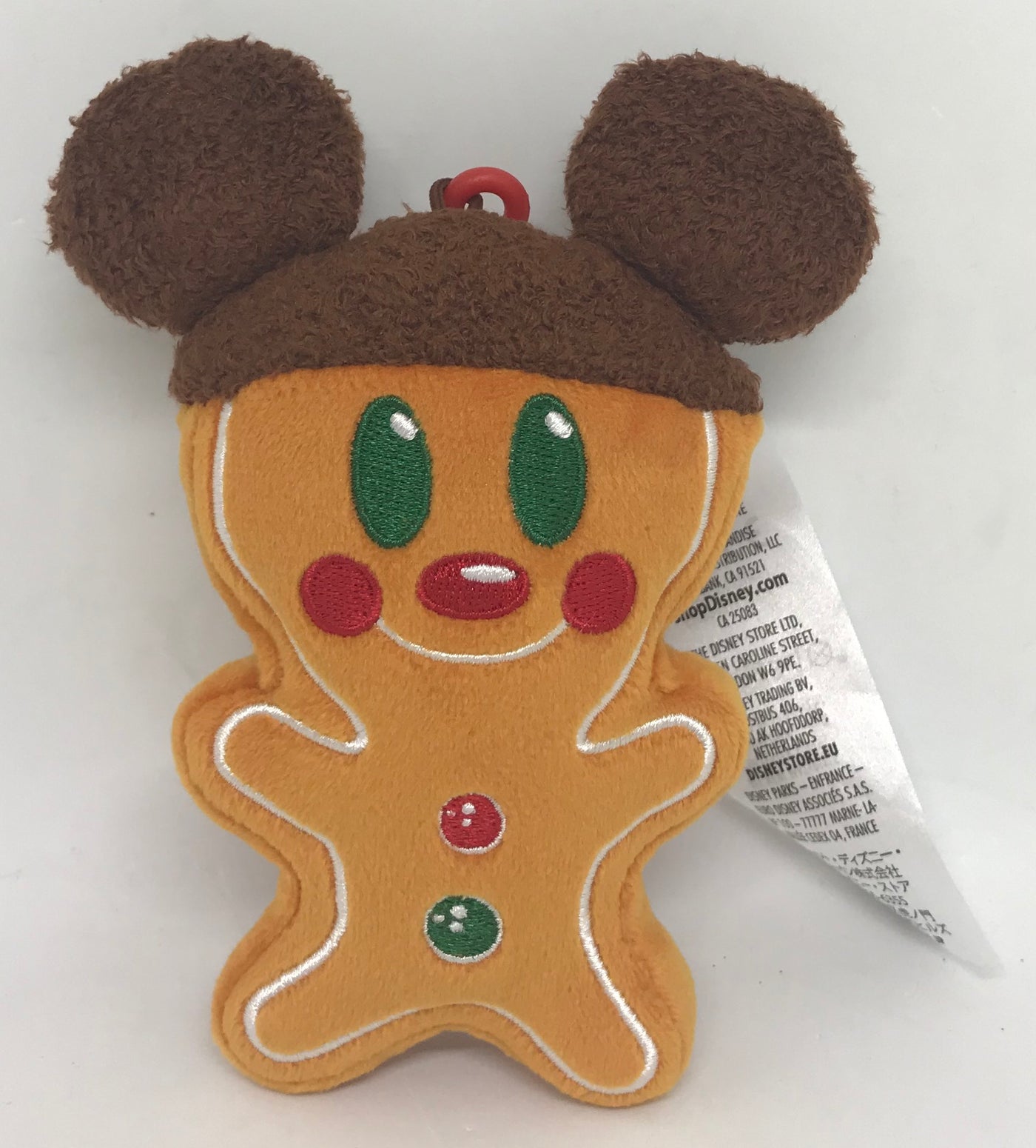 Disney Parks Holiday Mickey Mouse Gingerbread Plush Clip Keychain New I Love Characters