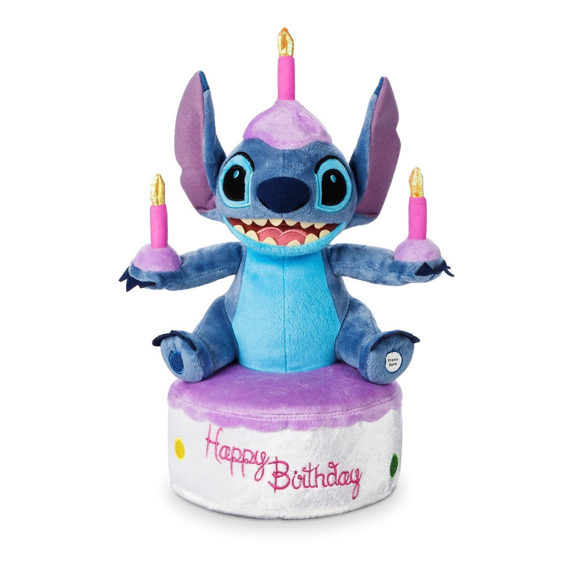 Disney Parks Stitch Happy Birthday Cake Stitch Light Up Plush New With I Love Characters